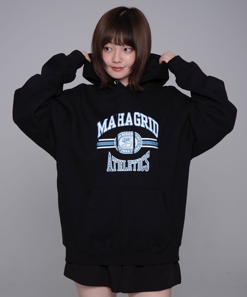 MAHAGRID(マハグリッド)の「『mahagrid/マハグリッド』 LION ATHLETICS HOODIE/ライオン アスレティクス プルオーバーパーカー(パーカー・レディース・ライトグレー/グリーン/ブラック・M/L)」の4枚目の写真