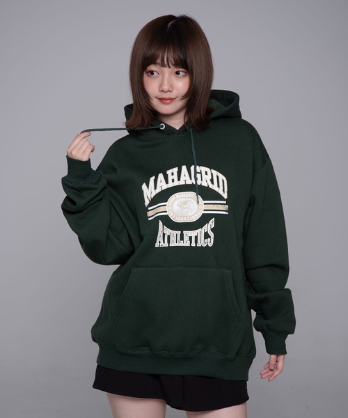 MAHAGRID(マハグリッド)の「『mahagrid/マハグリッド』 LION ATHLETICS HOODIE/ライオン アスレティクス プルオーバーパーカー(パーカー・レディース・ライトグレー/グリーン/ブラック・M/L)」の6枚目の写真