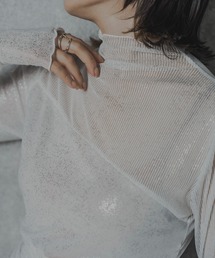 ANOGH（アノフ）の「GLITTER PRINT SHEER TOPS（Tシャツ/カットソー）」
