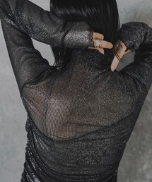 ANOGH（アノフ）の「GLITTER PRINT SHEER TOPS（Tシャツ/カットソー）」