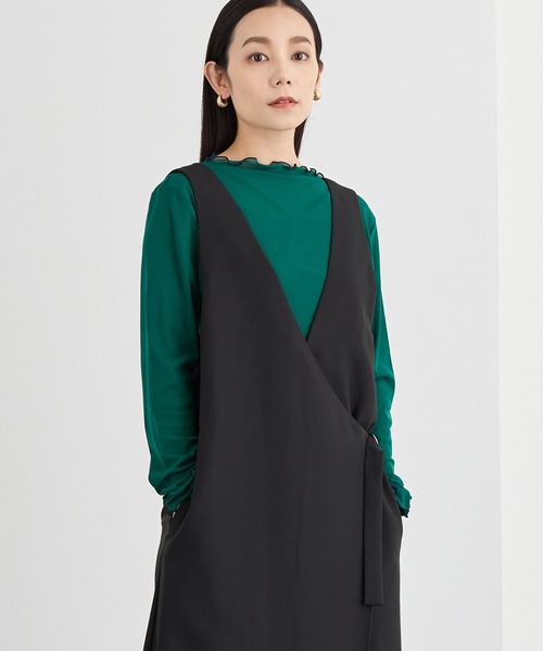 NICOLE white（ニコルホワイト）の「メロー配色シアーロングＴＥＥ（Tシャツ/カットソー・レディース・グリーン/チャコール/ボルドー/グレー/イエロー/ブラック・FREE）」の4枚目の写真