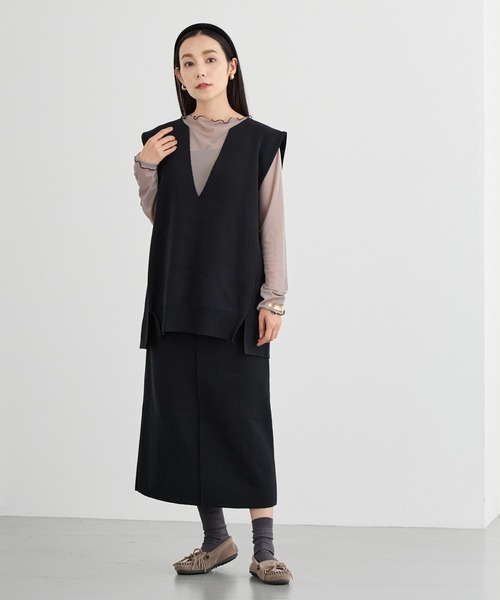 NICOLE white（ニコルホワイト）の「メロー配色シアーロングＴＥＥ（Tシャツ/カットソー・レディース・グリーン/チャコール/ボルドー/グレー/イエロー/ブラック・FREE）」の17枚目の写真