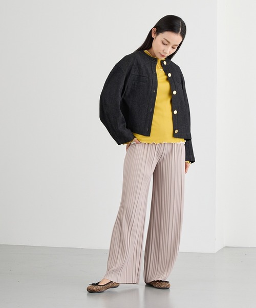 NICOLE white（ニコルホワイト）の「メロー配色シアーロングＴＥＥ（Tシャツ/カットソー・レディース・グリーン/チャコール/ボルドー/グレー/イエロー/ブラック・FREE）」の7枚目の写真