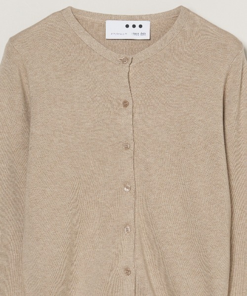 『three dots/スリードッツ』メランジポップカーディガン/ニット/セーター/長袖 イエロー/黄色 レディース S 秋冬 820142 three dots(スリードッツ)｜スポンジーヤーン ポケットカーディガン