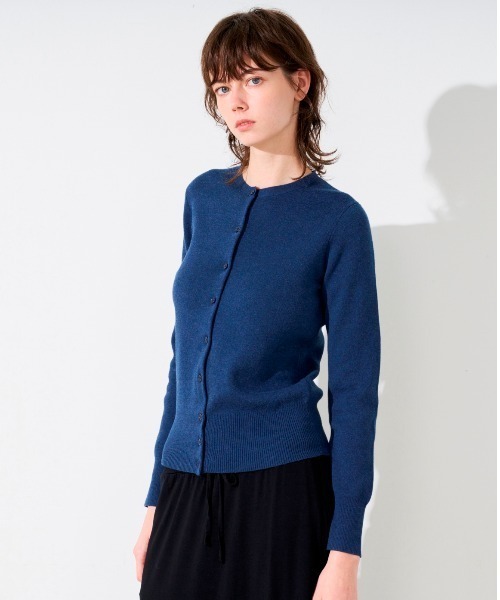 『three dots/スリードッツ』メランジポップカーディガン/ニット/セーター/長袖 イエロー/黄色 レディース S 秋冬 820142 three dots(スリードッツ)｜スポンジーヤーン ポケットカーディガン