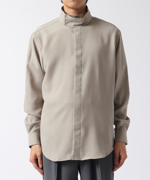 RAINMAKER(レインメーカー)の「【RAINMAKER/レインメーカー】HIGH NECK COLLAR SHIRT(シャツ/ブラウス・メンズ・ブラック/ベージュ/アイボリー・4/3)」の1枚目の写真