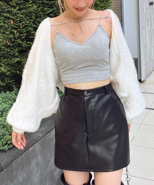 SPIRALGIRL(スパイラルガール)の「ラメシャギーチェーン付きボレロカーデ(カーディガン/ボレロ・レディース・ホワイト/シルバー/ピンク・FREE)」の1枚目の写真