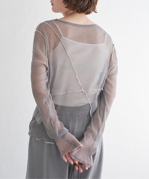 notch.(ノッチ)の「シアー配色メロウロンT(Tシャツ/カットソー・レディース・ブラック/オフホワイト/チャコール・M)」の20枚目の写真