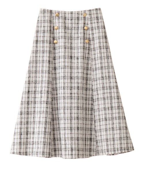 alotta（アロッタ）の「高見えツイードチェックフレアースカート（スカート・レディース・ホワイト/ブラック×ホワイト・M/L/LL/3L）」の11枚目の写真