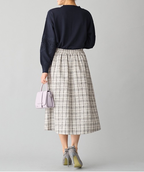 alotta（アロッタ）の「高見えツイードチェックフレアースカート（スカート・レディース・ホワイト/ブラック×ホワイト・M/L/LL/3L）」の18枚目の写真
