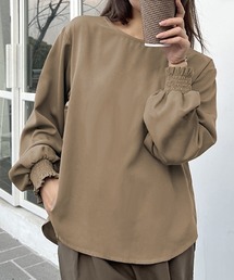 シャーリングスリーブ ジョーゼットブラウス