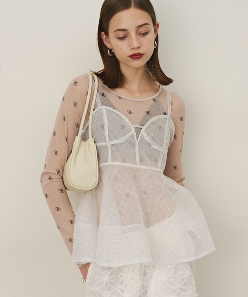 VIOLETTA(ヴィオレッタ)の「花柄ペプラムシアービスチェ(その他トップス・レディース・ベージュ/ブラック/ホワイト・FREE)」の22枚目の写真