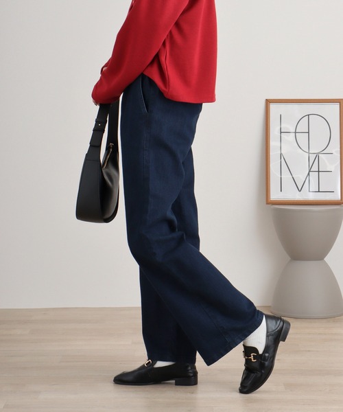 atONE(アットワン)の「ウエストリブワイドストレートデニムパンツ(デニムパンツ・レディース・ネイビー/ワンウォッシュ/ブルー・L/LL/3L/4L/M)」の8枚目の写真