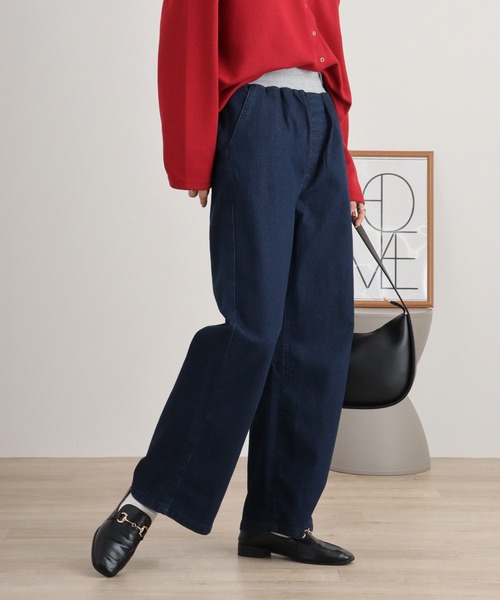 atONE(アットワン)の「ウエストリブワイドストレートデニムパンツ(デニムパンツ・レディース・ネイビー/ワンウォッシュ/ブルー・L/LL/3L/4L/M)」の10枚目の写真