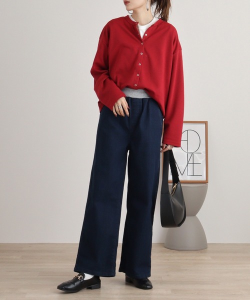 atONE(アットワン)の「ウエストリブワイドストレートデニムパンツ(デニムパンツ・レディース・ネイビー/ワンウォッシュ/ブルー・L/LL/3L/4L/M)」の11枚目の写真