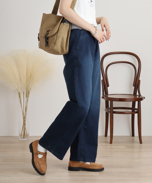 atONE(アットワン)の「ウエストリブワイドストレートデニムパンツ(デニムパンツ・レディース・ネイビー/ワンウォッシュ/ブルー・L/LL/3L/4L/M)」の21枚目の写真
