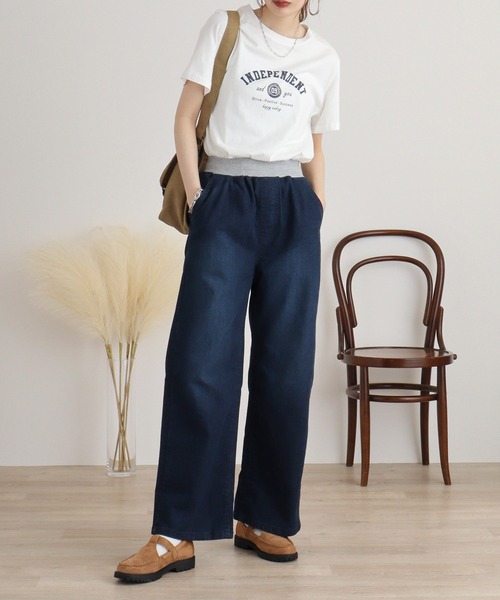 atONE(アットワン)の「ウエストリブワイドストレートデニムパンツ(デニムパンツ・レディース・ネイビー/ワンウォッシュ/ブルー・L/LL/3L/4L/M)」の22枚目の写真