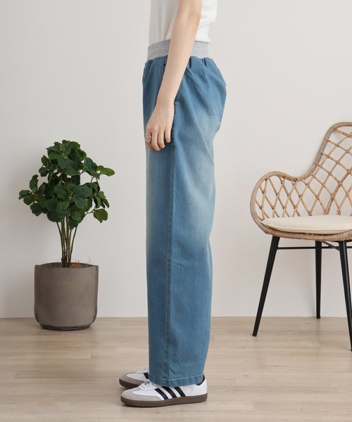 atONE(アットワン)の「ウエストリブワイドストレートデニムパンツ(デニムパンツ・レディース・ネイビー/ワンウォッシュ/ブルー・L/LL/3L/4L/M)」の13枚目の写真