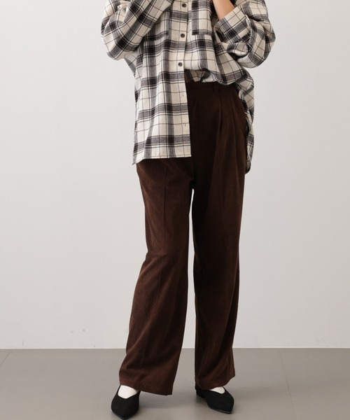 saloon(サルーン)の「SALOON(サルーン)/コーデュロイパンツ【手洗い可】(スラックス・レディース・ブラウン/ピンク/ネイビー・SMALL/MEDIUM)」の2枚目の写真