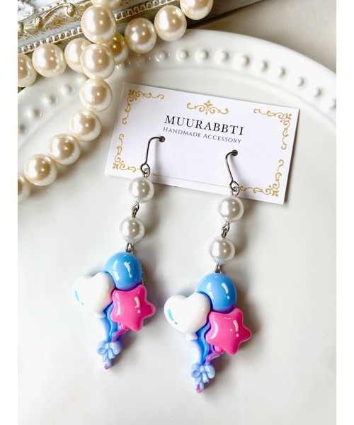 tone(トーン)の「【MUURABBTI】ファンシーバルーンピアス(MA)(ピアス(両耳用)・レディース・ピンク系その他2/ピンク系その他/ブルー・FREE)」の2枚目の写真