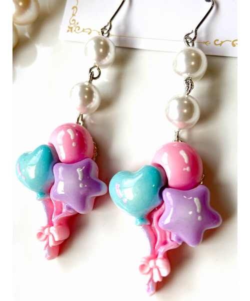 tone(トーン)の「【MUURABBTI】ファンシーバルーンピアス(MA)(ピアス(両耳用)・レディース・ピンク系その他2/ピンク系その他/ブルー・FREE)」の8枚目の写真