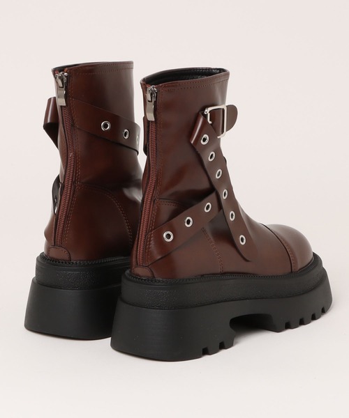 HALEY PESCA（ヘーリーペスカ）の「HALEY PESCA/厚底　ベルテッドエンジニアブーツ（ブーツ・レディース・ブラウン/アイボリー/ブラック・38/40/36）」の10枚目の写真