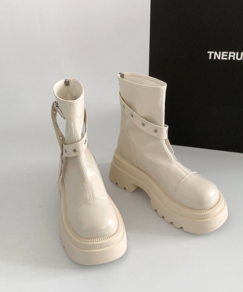 HALEY PESCA（ヘーリーペスカ）の「HALEY PESCA/厚底　ベルテッドエンジニアブーツ（ブーツ・レディース・ブラウン/アイボリー/ブラック・38/40/36）」の13枚目の写真