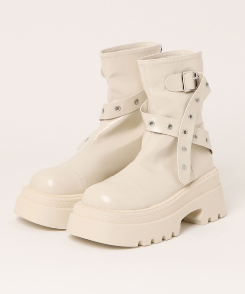 HALEY PESCA（ヘーリーペスカ）の「HALEY PESCA/厚底　ベルテッドエンジニアブーツ（ブーツ・レディース・ブラウン/アイボリー/ブラック・38/40/36）」の15枚目の写真