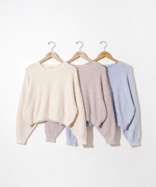 flower（フラワー）の「トゥウィンクルシャギーニット（ニット/セーター・レディース・ブルー/ピンク/アイボリー・FREE）」の4枚目の写真