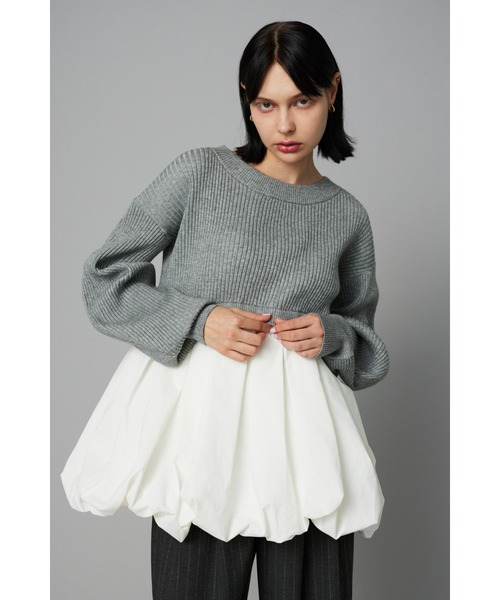 HeRIN.CYE（ヘリンドットサイ）の「Tuck balloon knit tops　　タックバルーンニットトップス（ニット/セーター・レディース・ブラック/オフホワイト/杢グレー・FREE）」の3枚目の写真