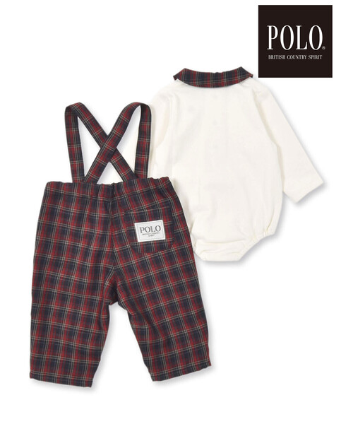 SLAP SLIP BABY（スラップスリップベビー）の「【POLO BCS(ポロ・ビーシーエス)×SLAP SLIPコラボ】【お揃い】チェック襟付きシャツ+おしりポケットサロペット2点セット(70~80cm)（ロンパース・キッズ・グリーン系その他/レッド系その他・70cm/80ｃｍ）」の20枚目の写真