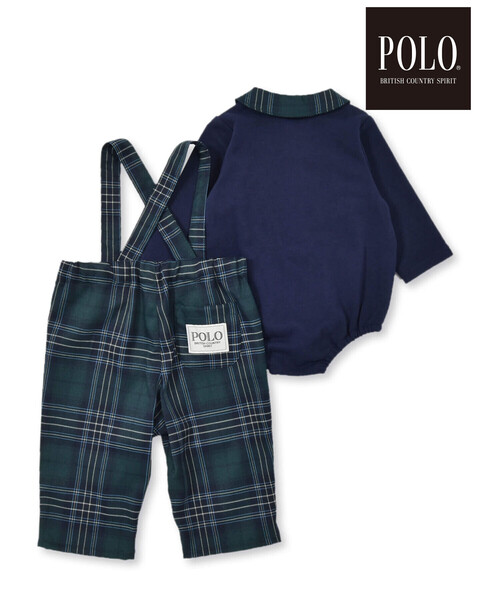 SLAP SLIP BABY（スラップスリップベビー）の「【POLO BCS(ポロ・ビーシーエス)×SLAP SLIPコラボ】【お揃い】チェック襟付きシャツ+おしりポケットサロペット2点セット(70~80cm)（ロンパース・キッズ・グリーン系その他/レッド系その他・70cm/80ｃｍ）」の9枚目の写真