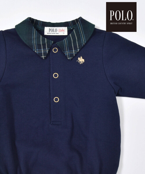 SLAP SLIP BABY（スラップスリップベビー）の「【POLO BCS(ポロ・ビーシーエス)×SLAP SLIPコラボ】【お揃い】チェック襟付きシャツ+おしりポケットサロペット2点セット(70~80cm)（ロンパース・キッズ・グリーン系その他/レッド系その他・70cm/80ｃｍ）」の11枚目の写真