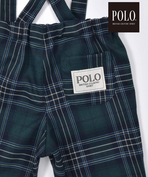 SLAP SLIP BABY（スラップスリップベビー）の「【POLO BCS(ポロ・ビーシーエス)×SLAP SLIPコラボ】【お揃い】チェック襟付きシャツ+おしりポケットサロペット2点セット(70~80cm)（ロンパース・キッズ・グリーン系その他/レッド系その他・70cm/80ｃｍ）」の4枚目の写真