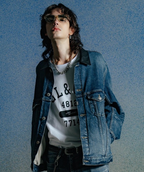 BORN FREE GARAGE USED SELVEDGE STRETCH DENIM JACKET / BORN FREE