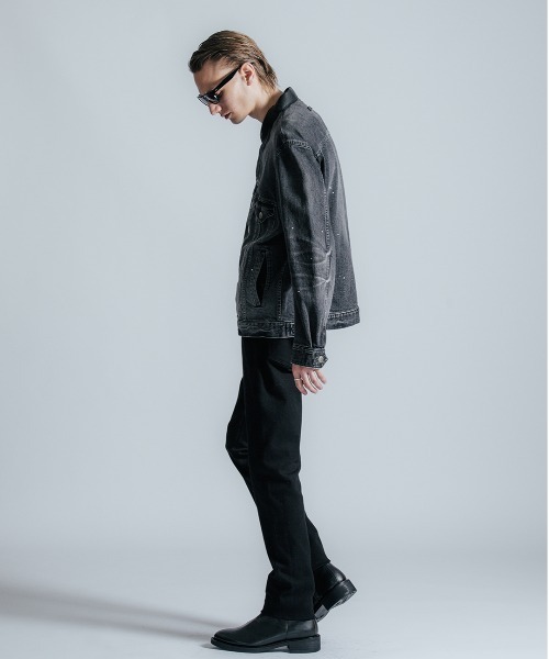 BORN FREE GARAGE USED SELVEDGE STRETCH DENIM JACKET / BORN FREE