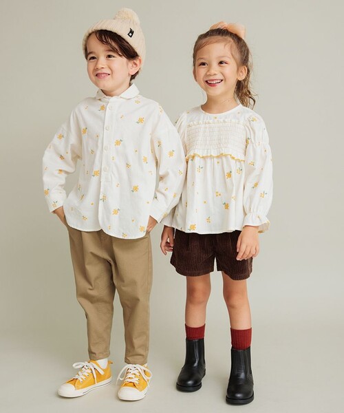 BRANSHES(ブランシェス)の「【おそろい】きんもくせい刺繍長袖シャツ(シャツ/ブラウス・キッズ・アイボリー/ネイビー・90/100/110/130/120/140/150/80)」の7枚目の写真