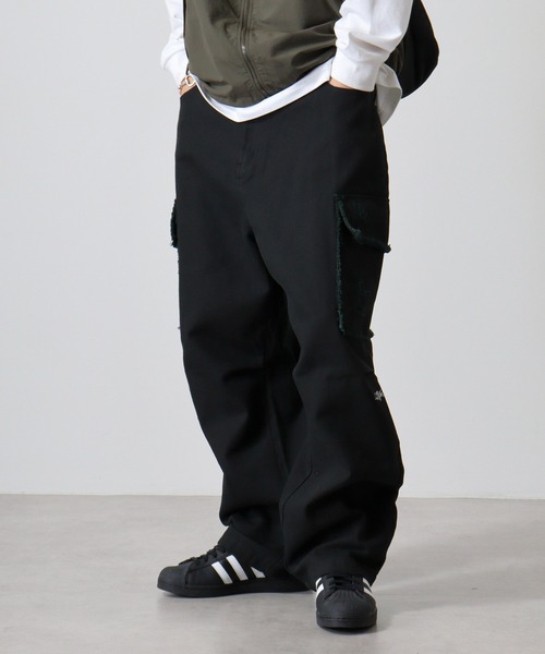 セール】Damage repair denim cargo pants / ダメージリペア デニム