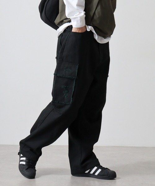 セール】Damage repair denim cargo pants / ダメージリペア デニム