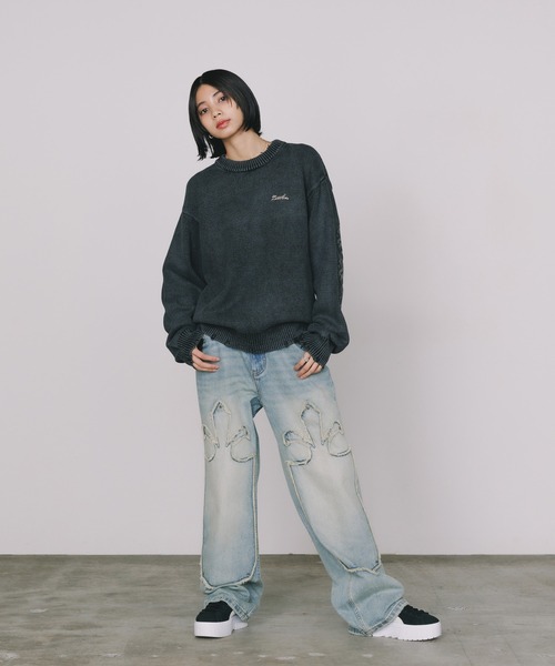 SUPPLIER(サプライヤー)の「SUPPLIER/サプライヤー Fleur Cutting Double Knee Denim Pants デニムパンツ(デニムパンツ・メンズ・ブルー/ブラック・L/XL/M)」の9枚目の写真