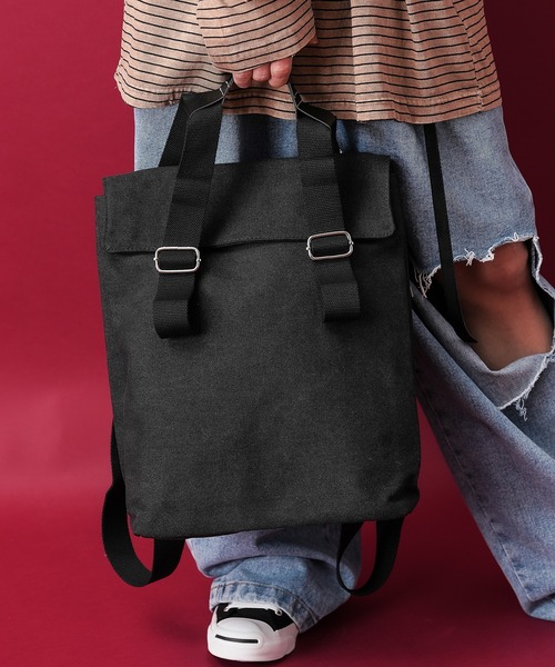 an meets zakka(アンミツザッカ)の「an meets zakka フラップコットンキャンバスリュック / レディース メンズ ユニセックス 鞄 カバン バック バックパック(バックパック/リュック・レディース・ベージュ/ブラック・ONESIZE)」の12枚目の写真