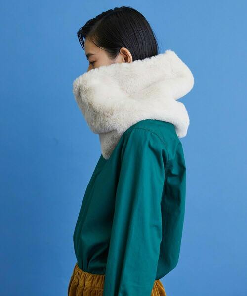 FRAPBOIS（フラボア）の「カラースヌード（ネックウォーマー/スヌード・レディース・オフホワイト/グレイッシュベージュ/ネイビー・FREE）」の7枚目の写真