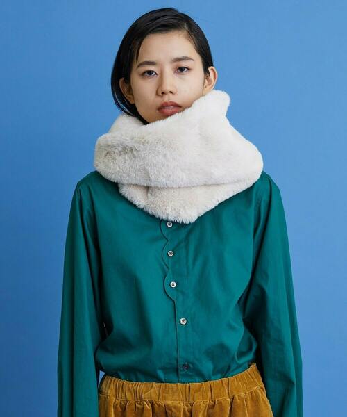 FRAPBOIS（フラボア）の「カラースヌード（ネックウォーマー/スヌード・レディース・オフホワイト/グレイッシュベージュ/ネイビー・FREE）」の8枚目の写真