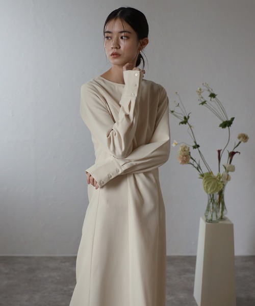 セール】back open long sleeve one-piece / バックオープンロング