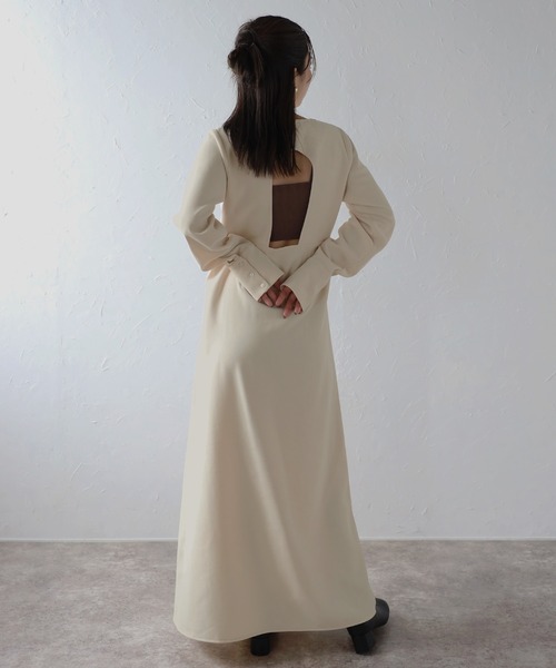 セール】back open long sleeve one-piece / バックオープンロング
