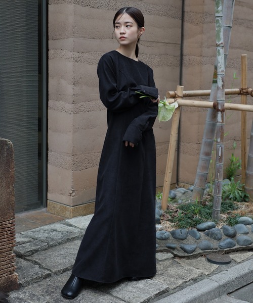 セール】back open long sleeve one-piece / バックオープンロング