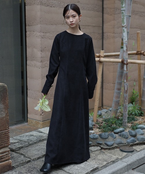 セール】back open long sleeve one-piece / バックオープンロング