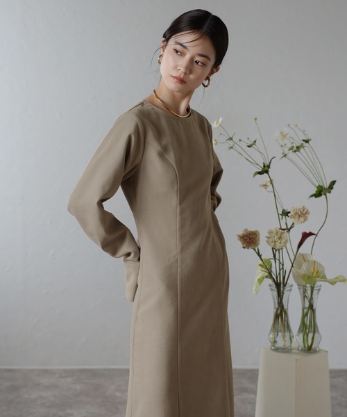 セール】back open long sleeve one-piece / バックオープンロング