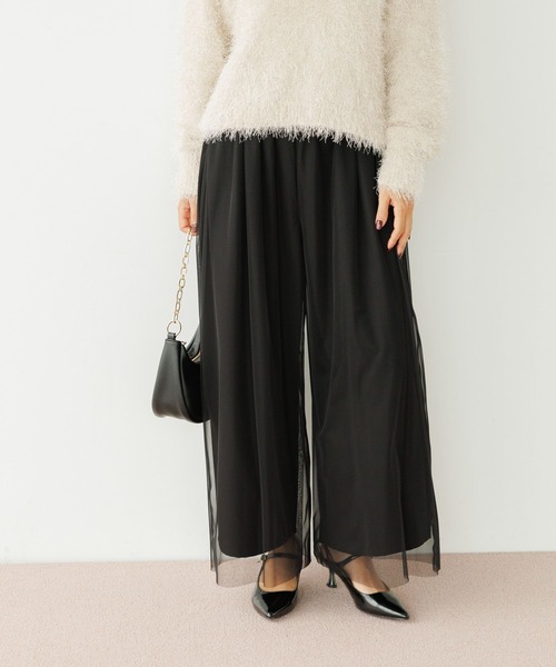 BAYFLOW（ベイフロー）の「[裏地付き秋冬バージョン]チュールレイヤードワイドパンツ（その他パンツ・レディース・ボルドー/ブラック/モカ・FREE）」の2枚目の写真