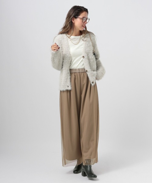 BAYFLOW（ベイフロー）の「[裏地付き秋冬バージョン]チュールレイヤードワイドパンツ（その他パンツ・レディース・ボルドー/ブラック/モカ・FREE）」の6枚目の写真